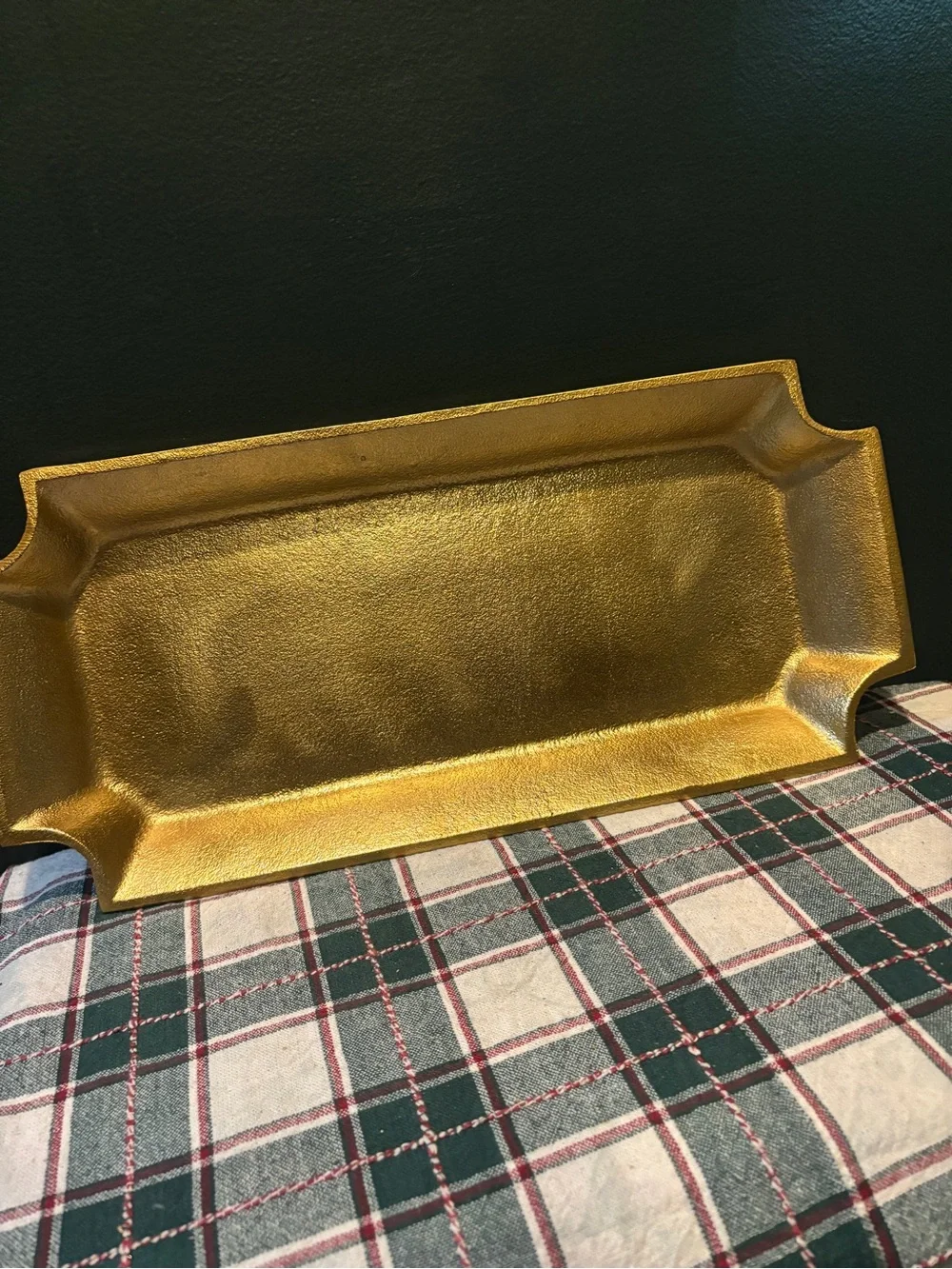 Gold Tone Solid Metal Decorative Tray - Elegant Home Bath Accent